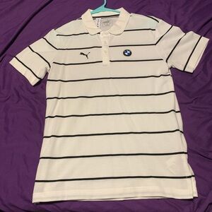 Puma BMW White Polo with Black Stripes
